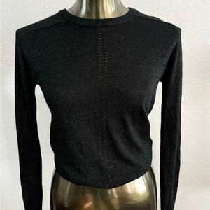 Topshop Holiday Shirt Black with Green Glitter Women's Top